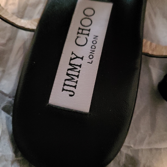 Jimmy Choo Nickel Chain trim Leather Sandals - Picture 5 of 12
